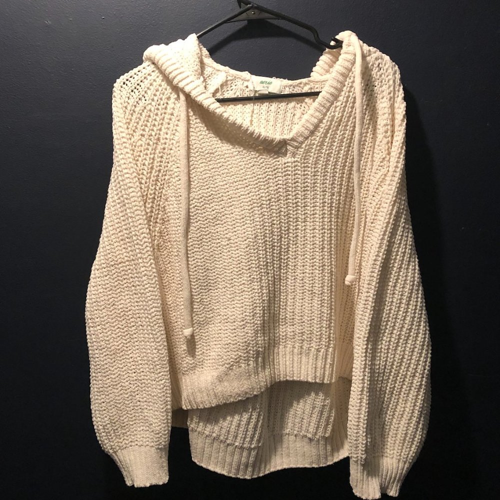 Aerie Hooded Chenille Sweater